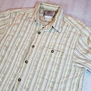 Territory Ahead Men's Medium Woven Textured Striped Southwest SS Shirt desert